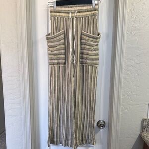 NWOT Free People Green Stripe Pants Size S